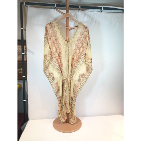 LOVESTITCH Butter Yellow Boho Style Swimsuit cover Kimono S/M - Picture 8 of 8